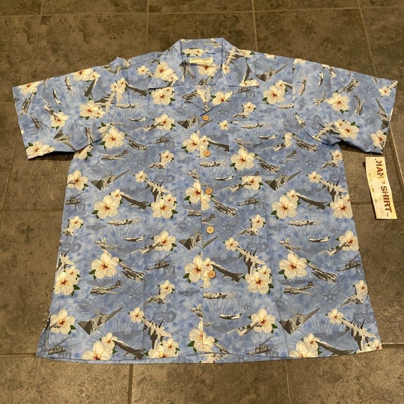 Kamp Shirt Other - NWT Vintage Kamp Eagle Crest Men Large Hawaiian Button Up Shirt Floral Air Force